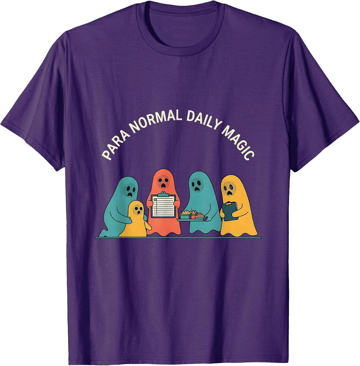 Para Normal Daily Magic Flat Vector Ghost Paraeducator T-Shirt - Purple
