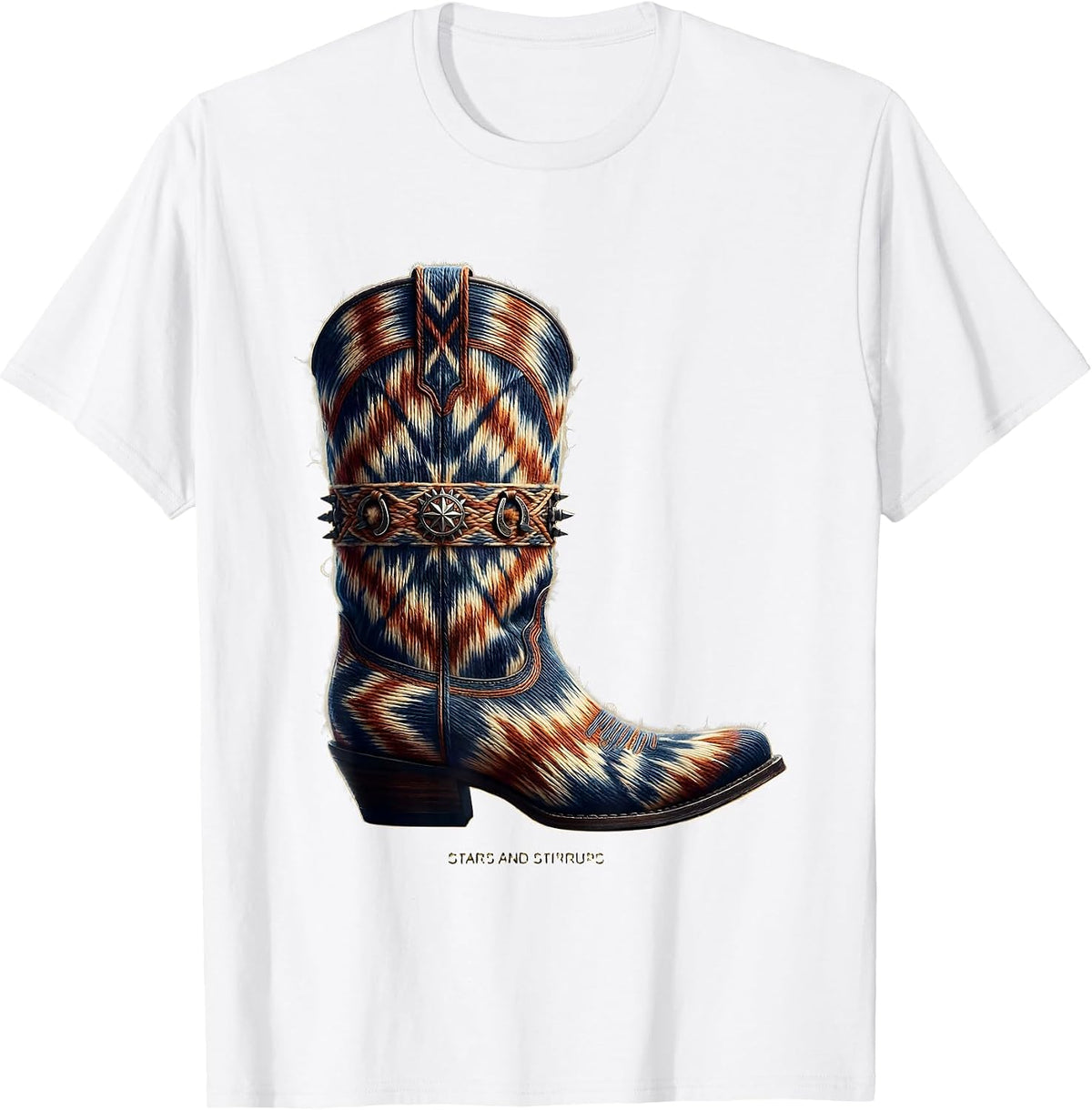 Men's Stars and Stirrups Western Cowboy Design T-Shirt - White
