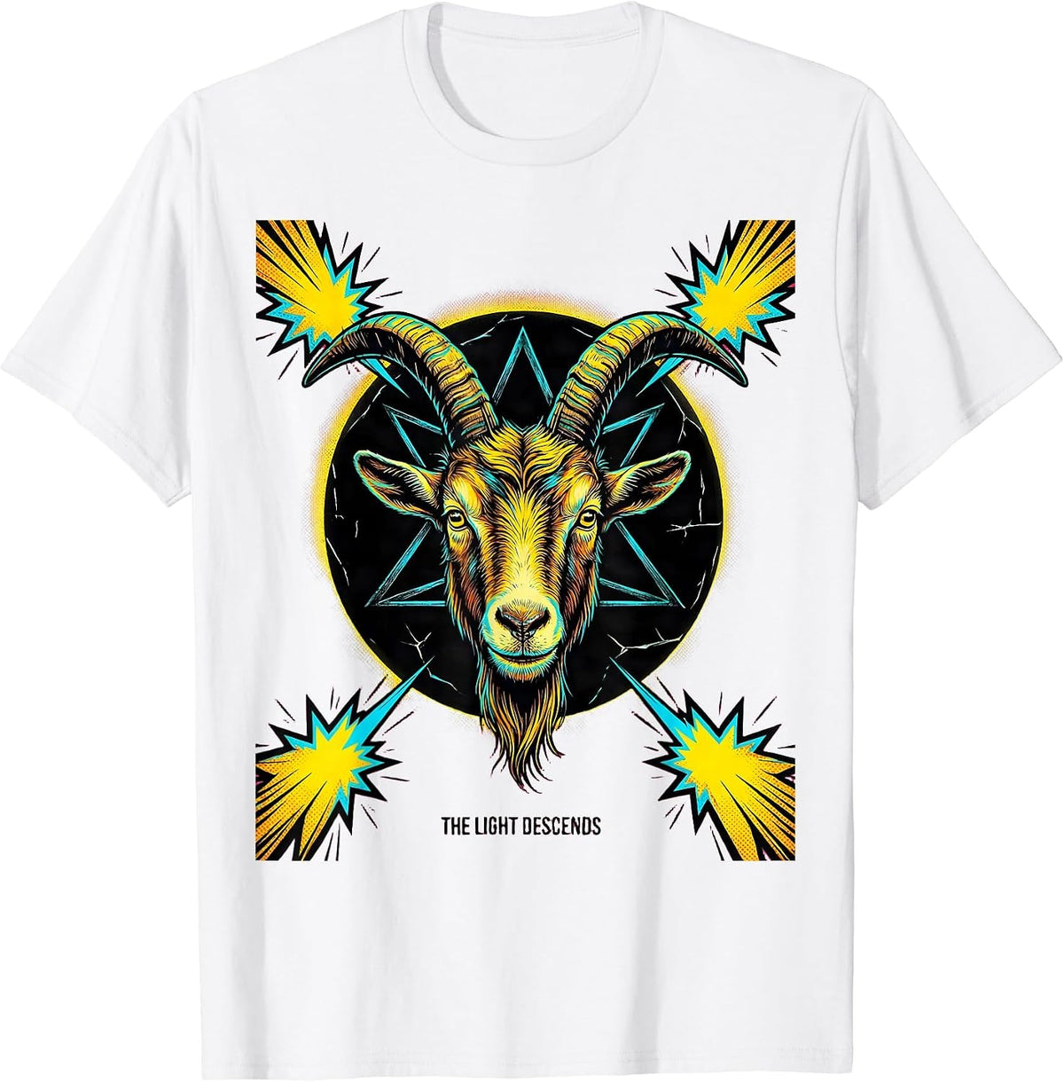 Men's The Light Descends Pop Art Occult Satanic Gothic Halloween T-Shirt - White