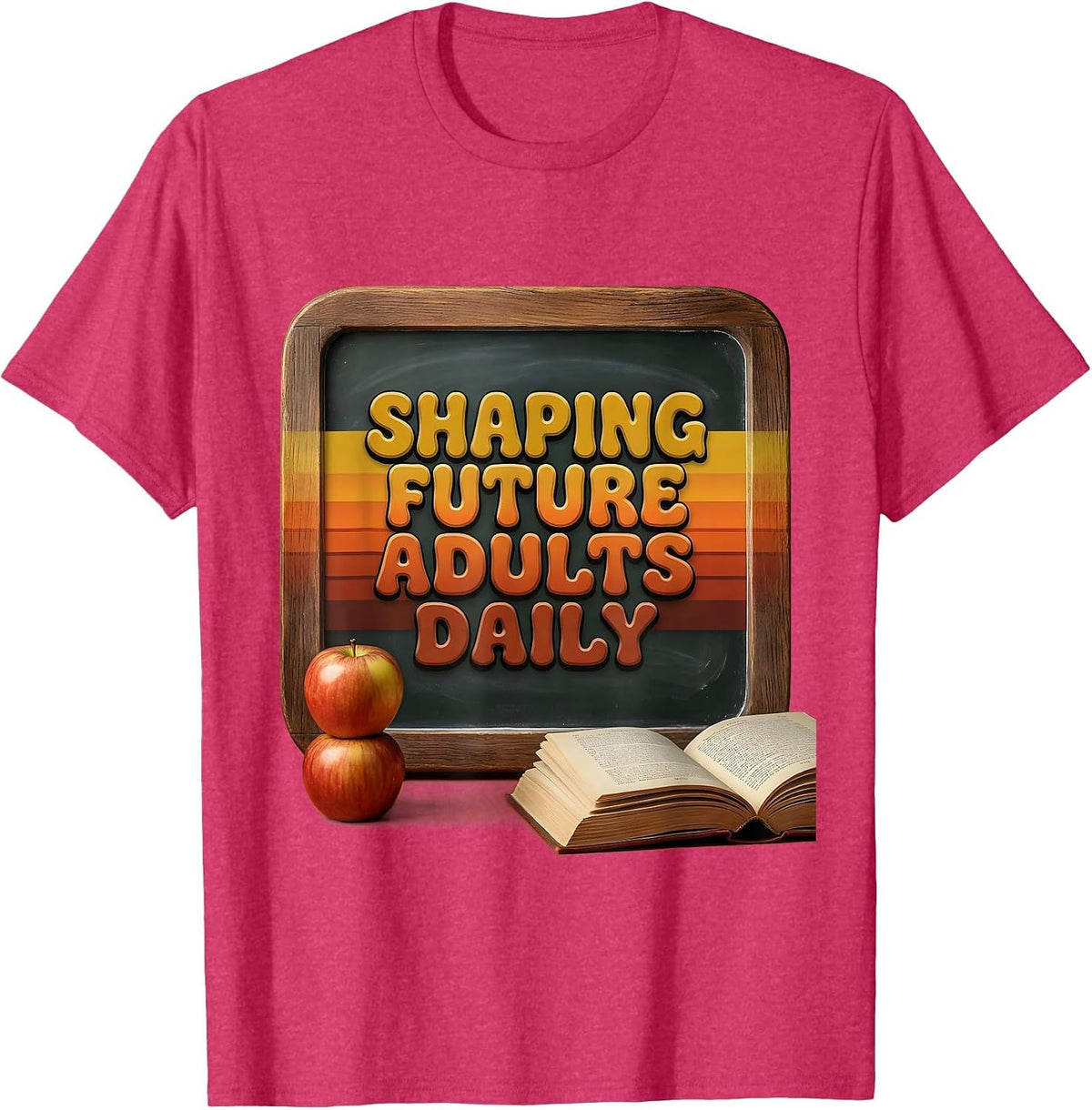 Shaping Future Adults Daily Middle School Teacher T-Shirt - Red Heather
