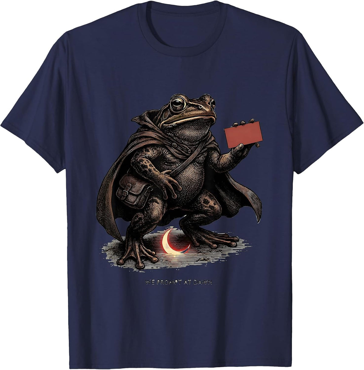 We Prompt At Dawn Funny Frog Teacher Back to School T-Shirt - Navy Blue