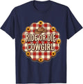 Ride or Die Cowgirl Western Design T-Shirt - Navy Blue