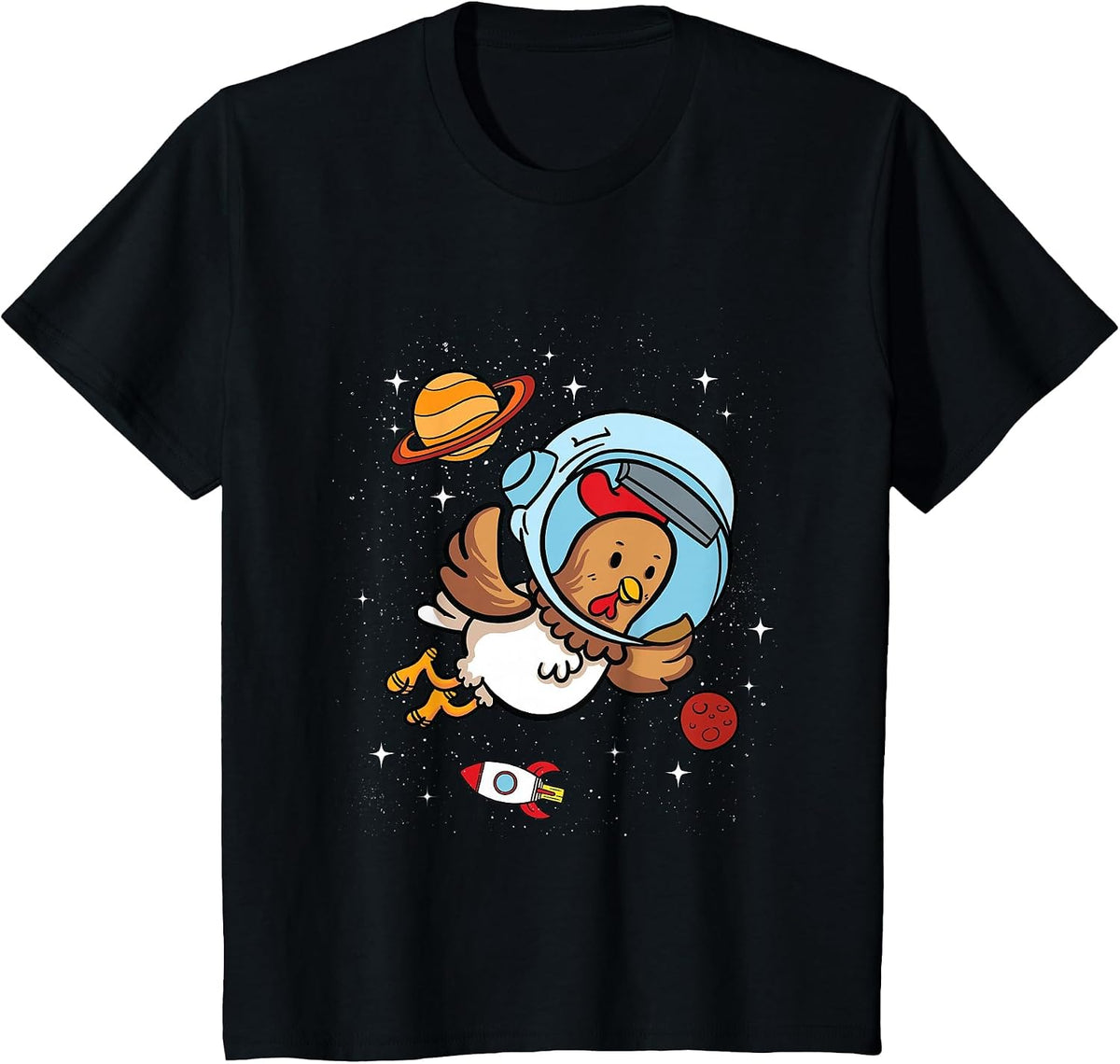 Chicken Astronaut in Space Poultry Breeding Lovers T-Shirt - Black