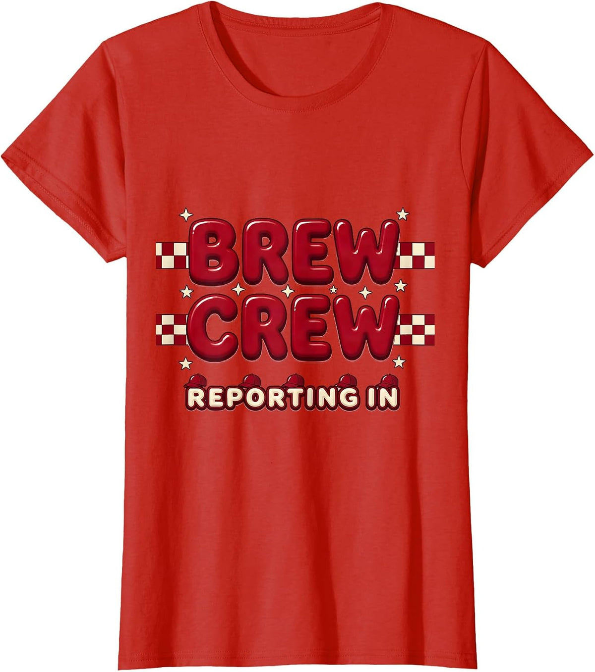 Women's Brew Crew Reporting In Oktoberfest Design T-Shirt - Red
