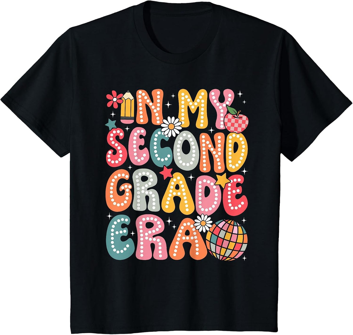 in My Second Grade Era 2nd Grade Teacher Kid Back to School T-Shirt - Black