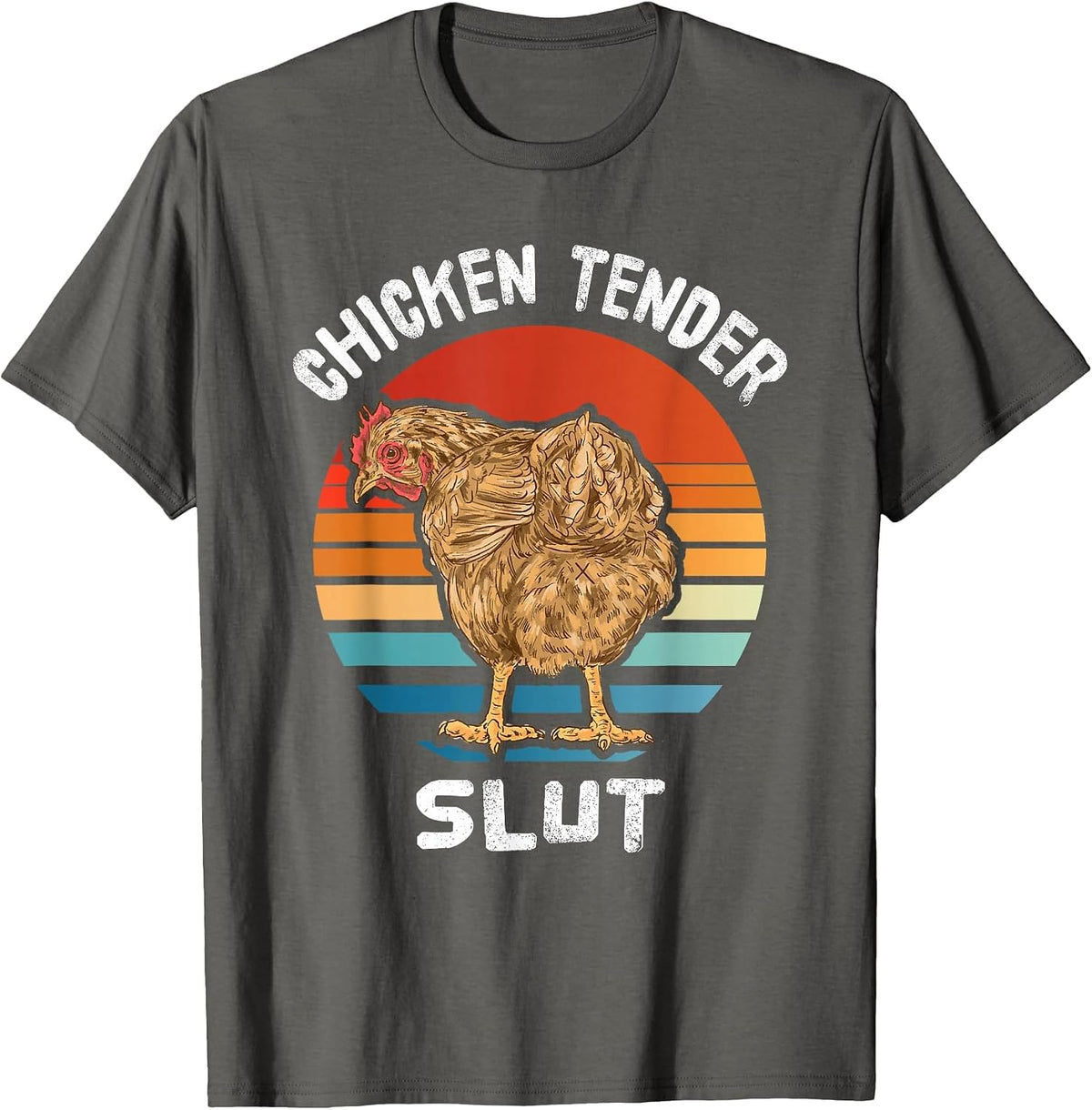 Chicken Tender Slut Groovy Farmer T-Shirt - Asphalt Grey