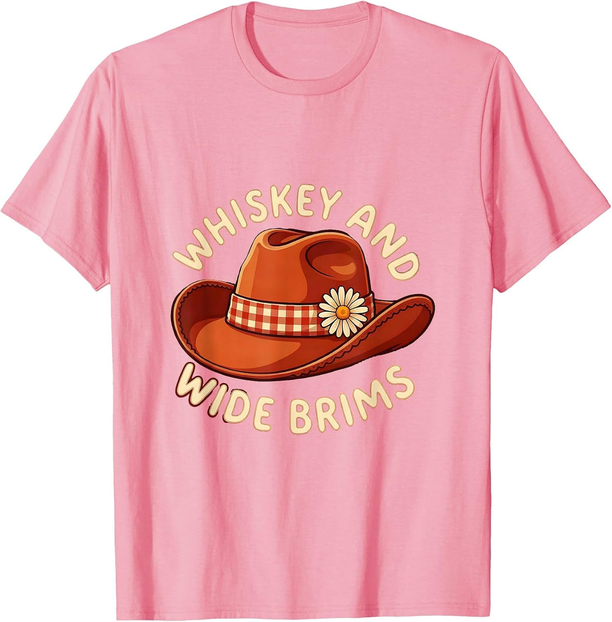 Whiskey and Wide Brims Cowgirl Design T-Shirt - Pink