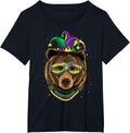 Bear Animal Lover Cute Mardi Gras Carnival Jester T-Shirt, Women's Plus, Black, 6X - As Pictured