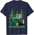 Green Farming Tractor T-Shirt - Navy Blue
