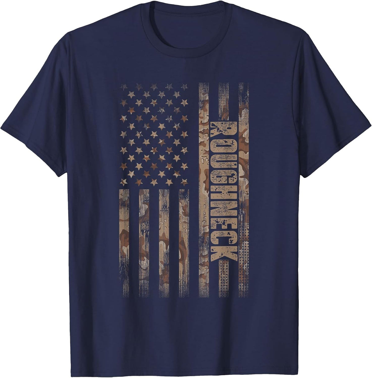 Roughneck American Flag Oilfield T-Shirt - Navy Blue