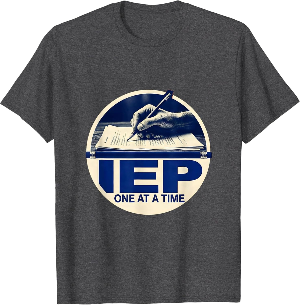 One IEP at a Time Sped Teacher Design T-Shirt - Dark Heather Grey