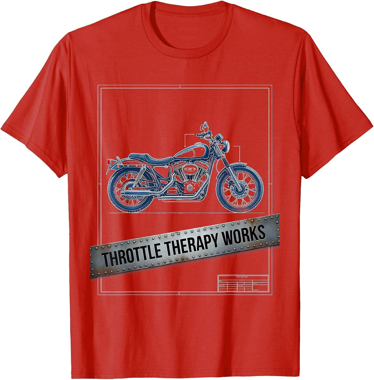 Men's Throttle Therapy Works Motorcycle Design T-Shirt - Red