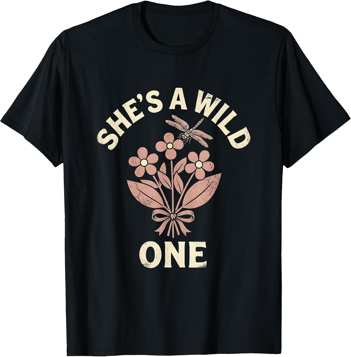 Men's She's a Wild One Western Graphic Design T-Shirt - Black
