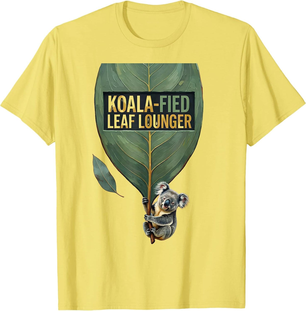 Men's Koala-Fied Leaf Lounger Cute Koala Lover Novelty Humor T-Shirt - Lemon Yellow