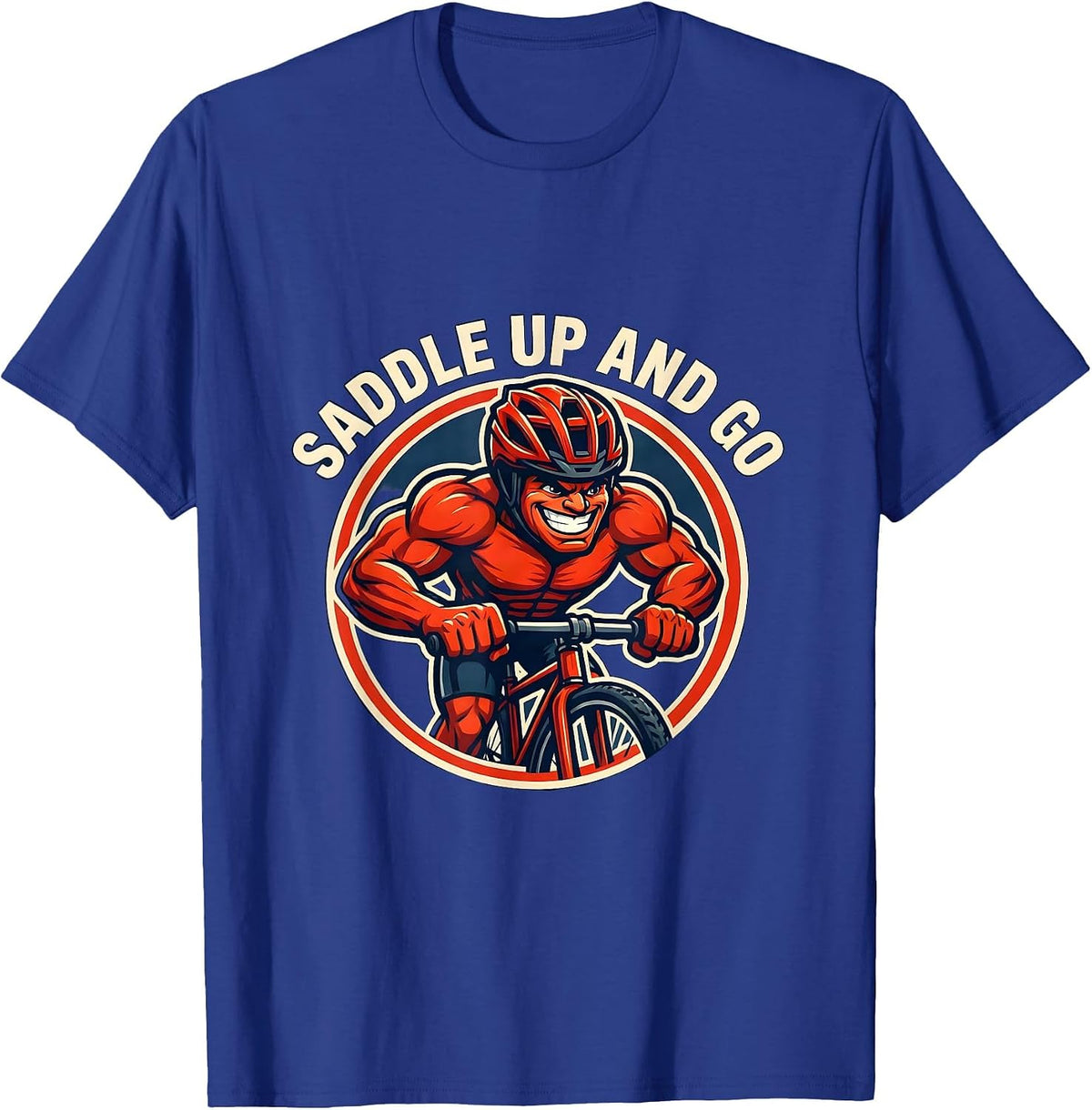 Men's Saddle Up and Go Cycling Graphic Design T-Shirt - Royal Blue