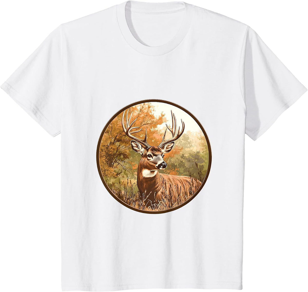 Vintage Whitetail Buck Deer Retro Graphic Design for Hunters T-Shirt - White