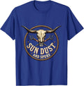 Sun Dust and Spurs Cowgirl Western Design T-Shirt - Royal Blue