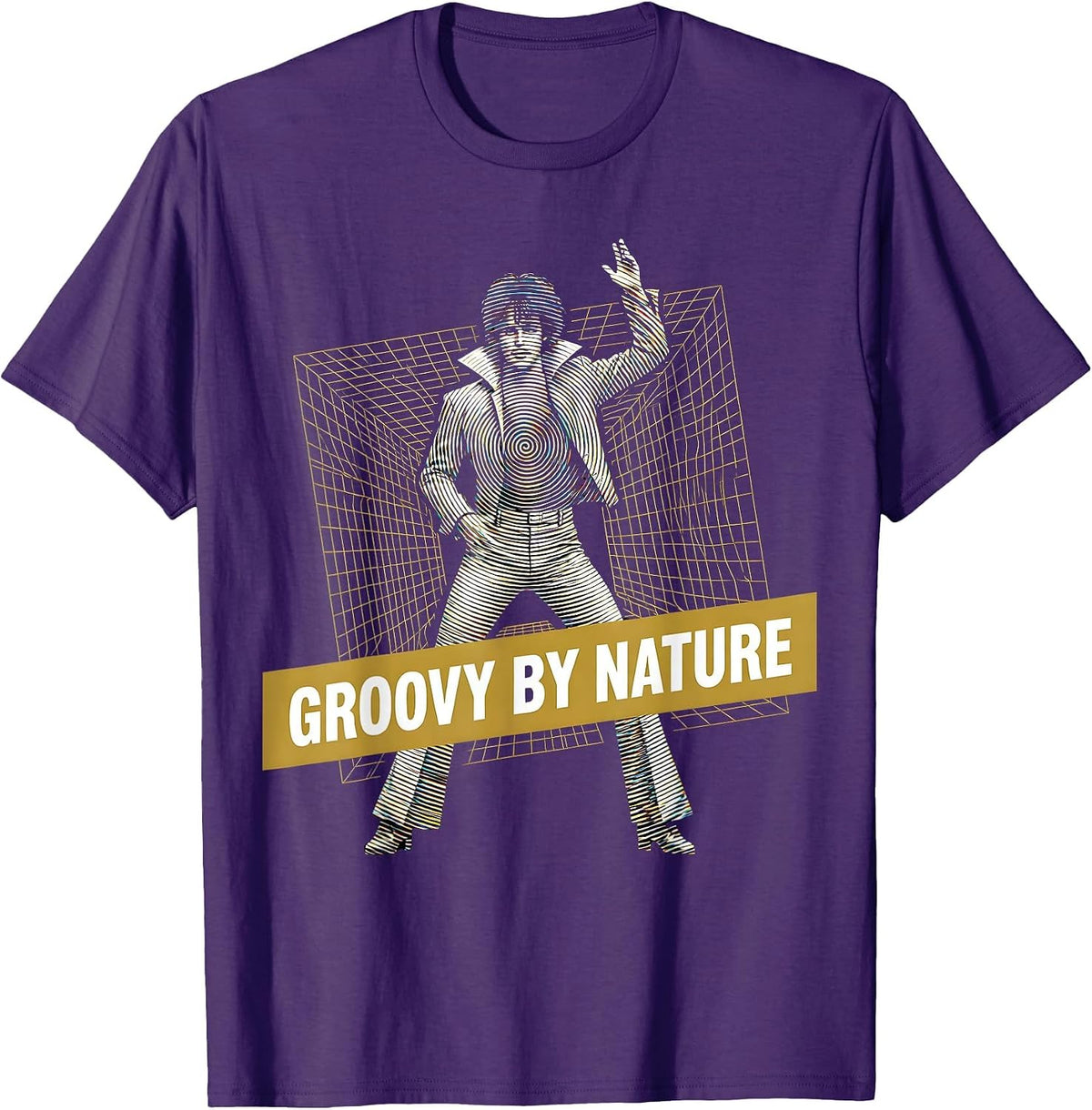 Groovy By Nature Disco Men Retro Design T-Shirt - Purple