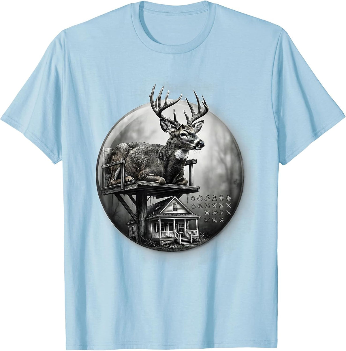 Men's Sealed Buck Badge Hunting Dad Humor T-Shirt - Baby Blue