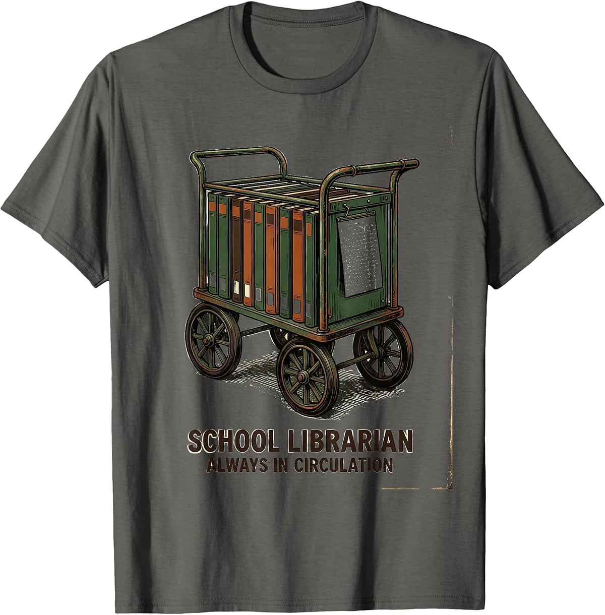 Men's School Librarian, Always In Circulation Vintage T-Shirt - Asphalt Grey