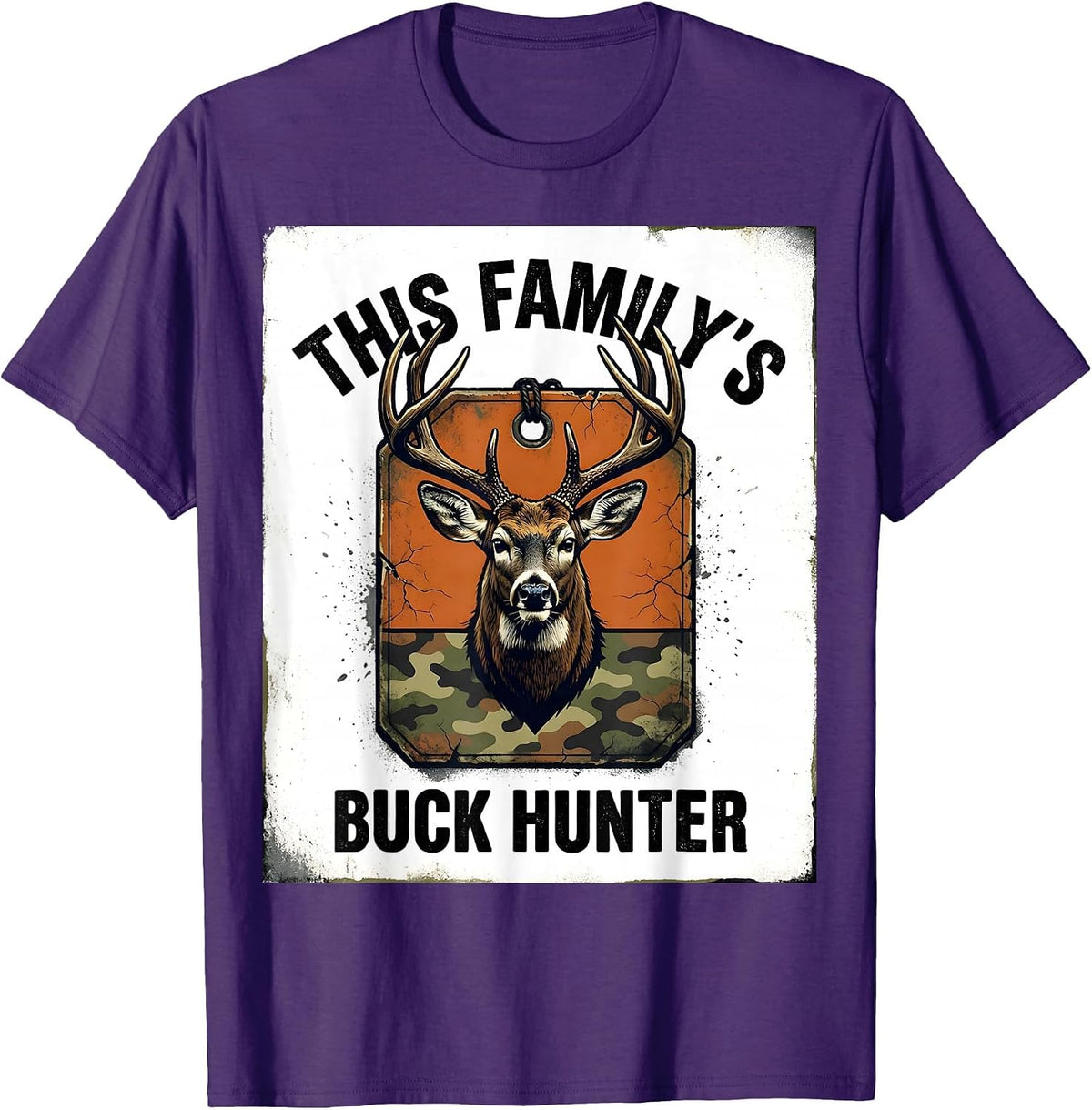 Men's This Family's Buck Hunter Distressed Hunting Dad Gift T-Shirt - Purple