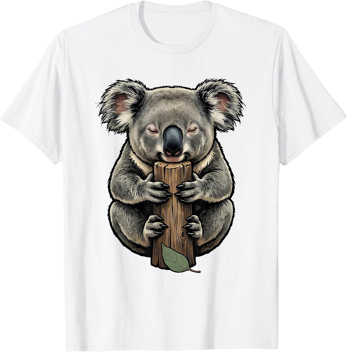 Men's Koala Hugging Post Cute Animal Lover Humor T-Shirt - White