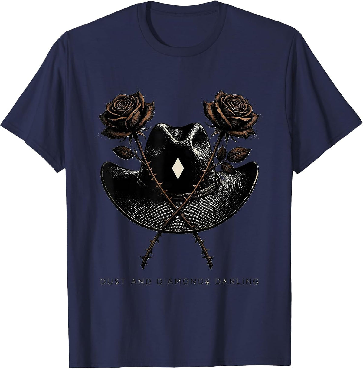 Dust and Diamonds Darling Western Design T-Shirt - Navy Blue