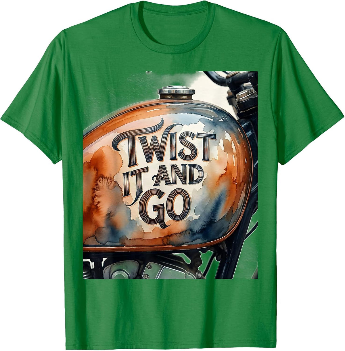 Men's Twist It and Go Motorcycle Rider Design T-Shirt - Kelly Green