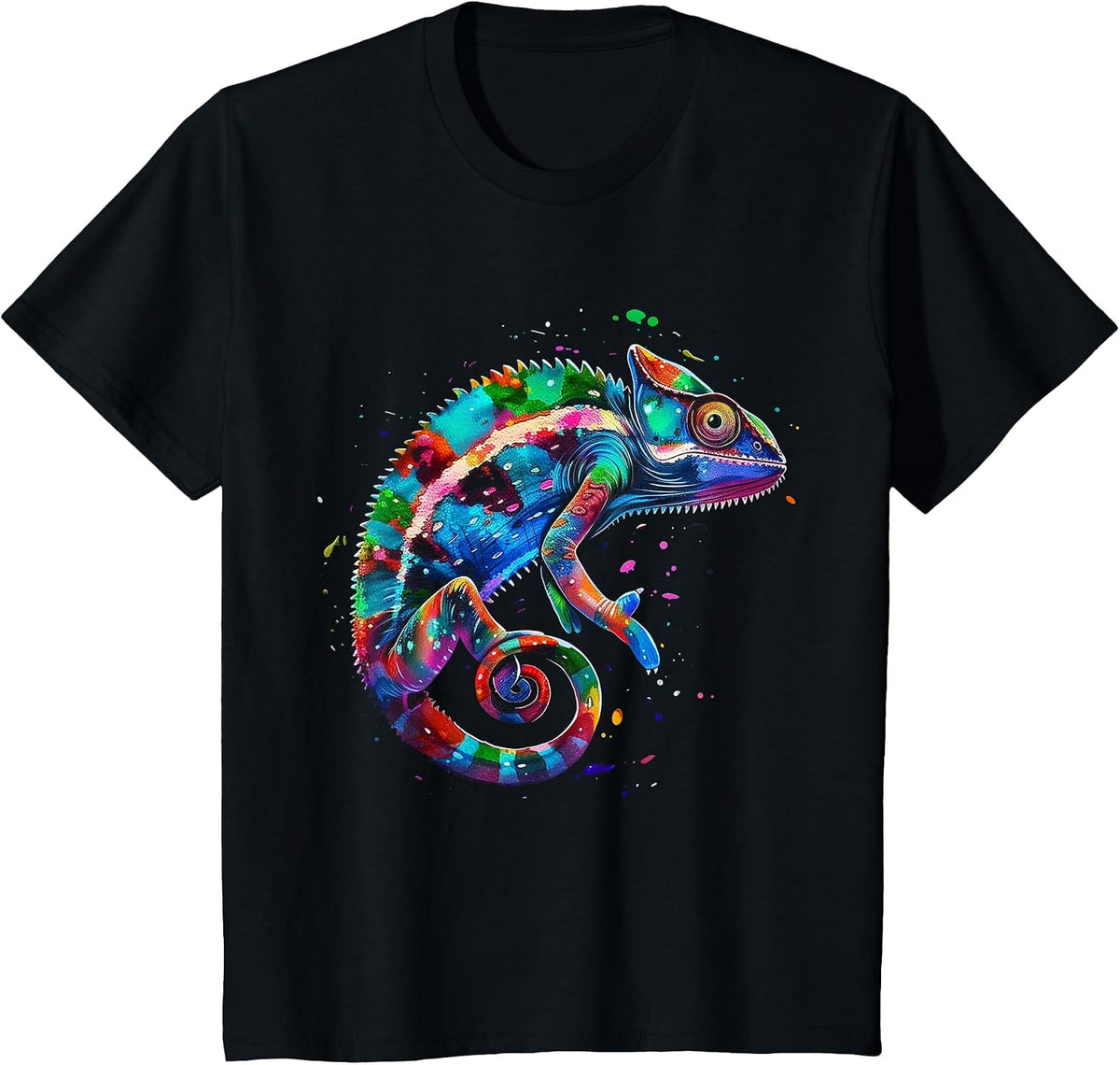 Chameleon Colorful Reptile Lover T-Shirt - Black