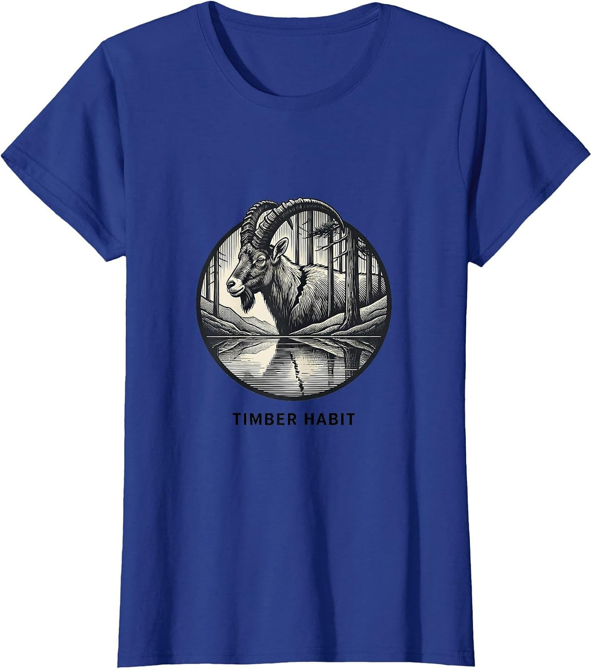 Women's Timber Habit Vintage Forest Wildlife Nature Outdoor T-Shirt - Royal Blue