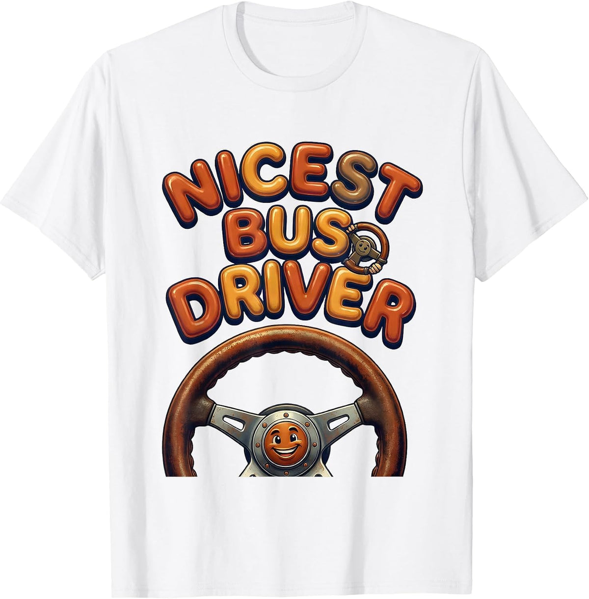 Nicest Bus Driver Funny Teacher Appreciation Back To School T-Shirt - White