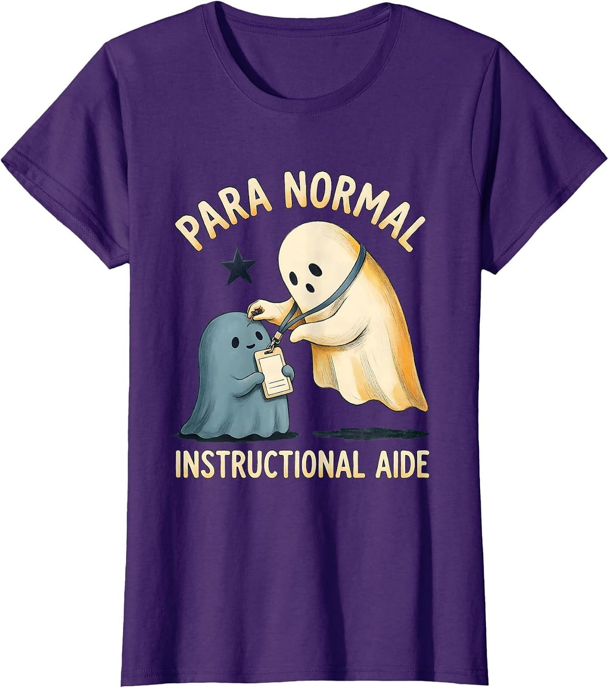 Women's Para Normal Instructional Aide Storybook Ghost Halloween T-Shirt - Purple