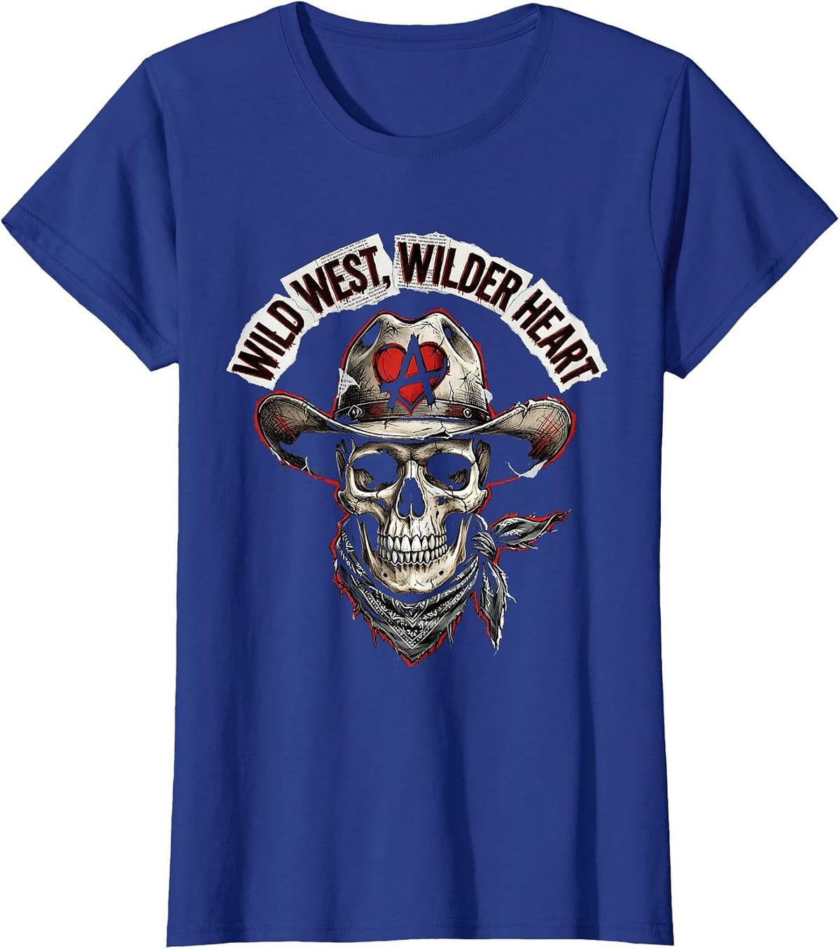 Women's Wild West Wilder Heart Western Design T-Shirt - Royal Blue