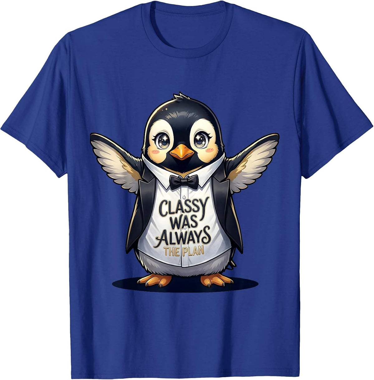Classy Was Always the Plan Tuxedo Design T-Shirt - Royal Blue