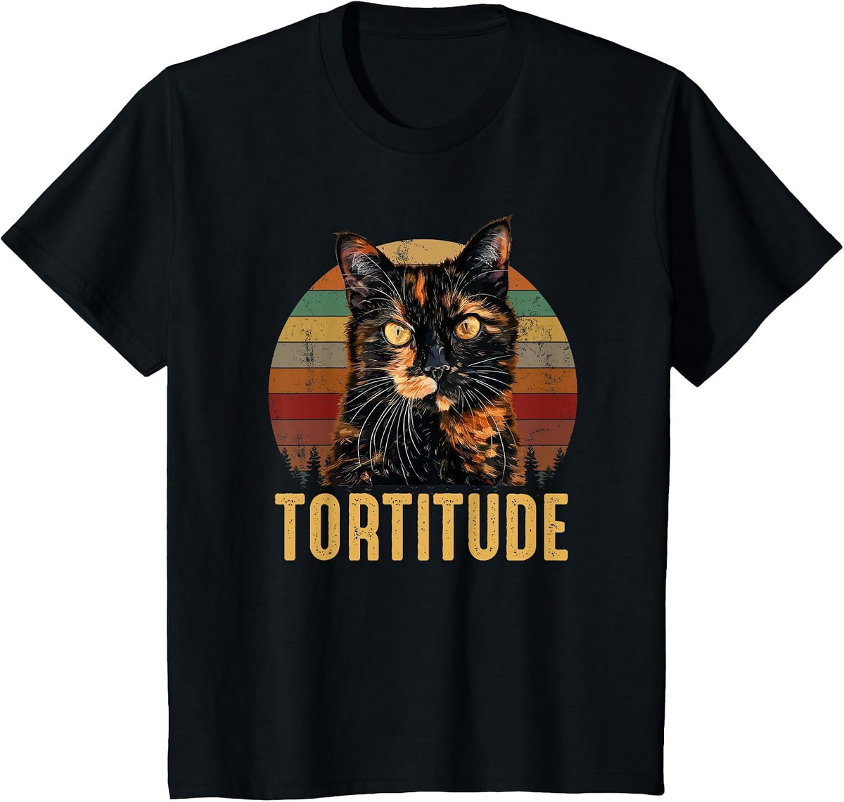 Tortitude, Tortoiseshell Cat T-Shirt - Black