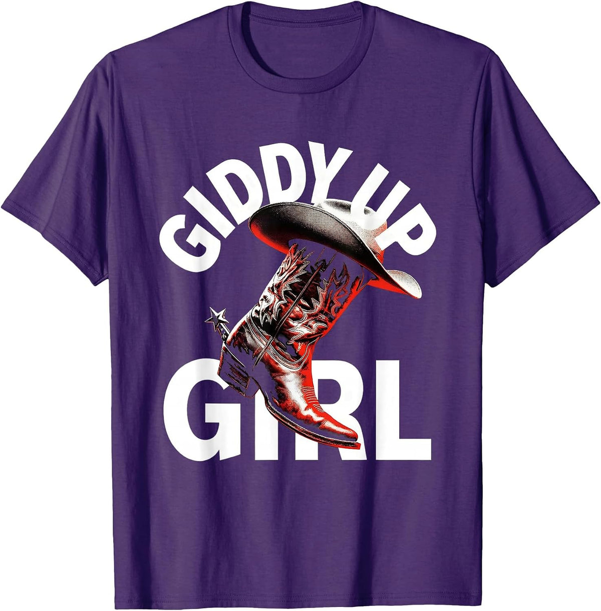 Men's Giddy Up Girl Cowgirl Western Design T-Shirt - Purple