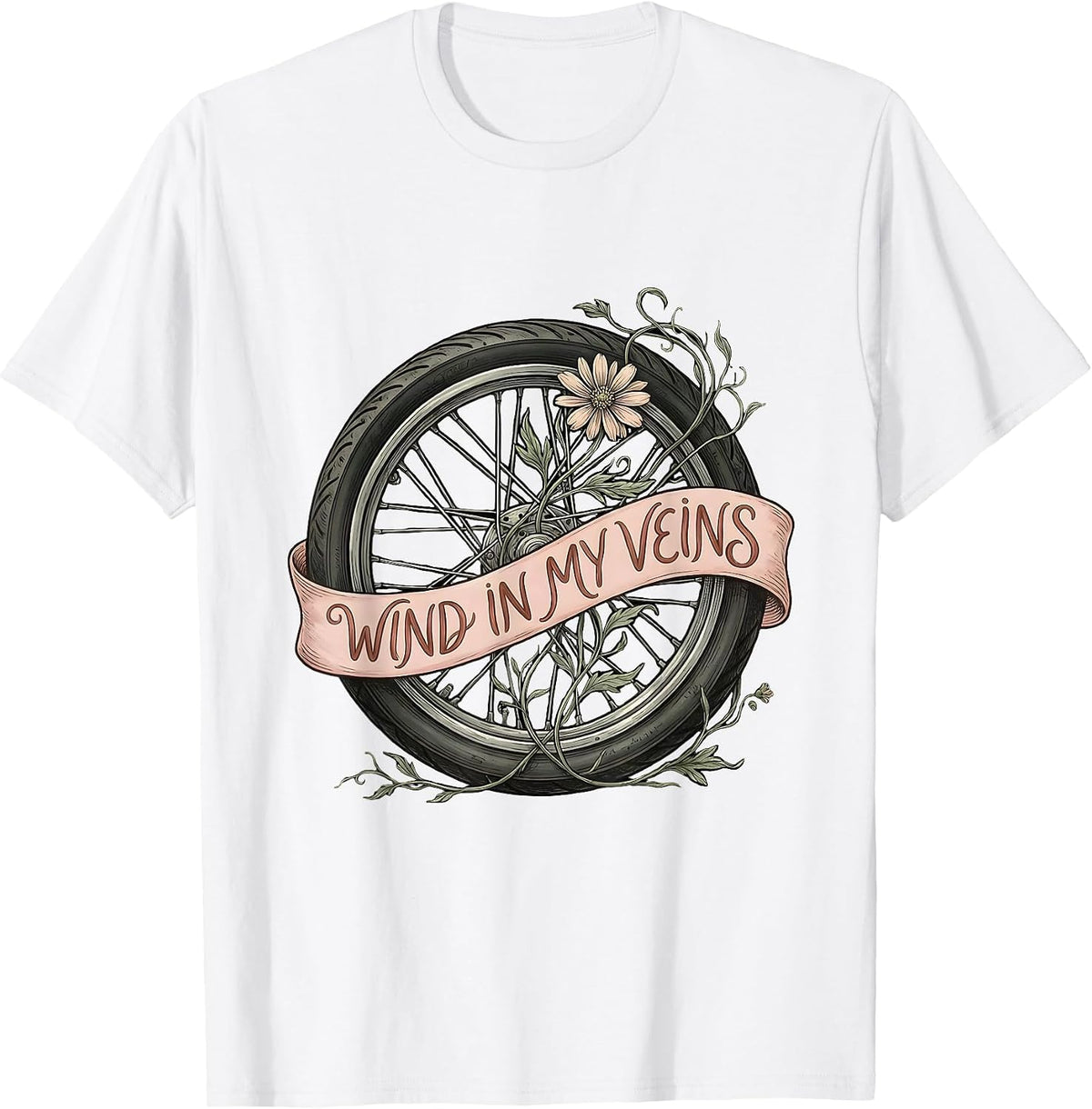Men's Wind In My Veins Motorcycle Rider Design T-Shirt - White