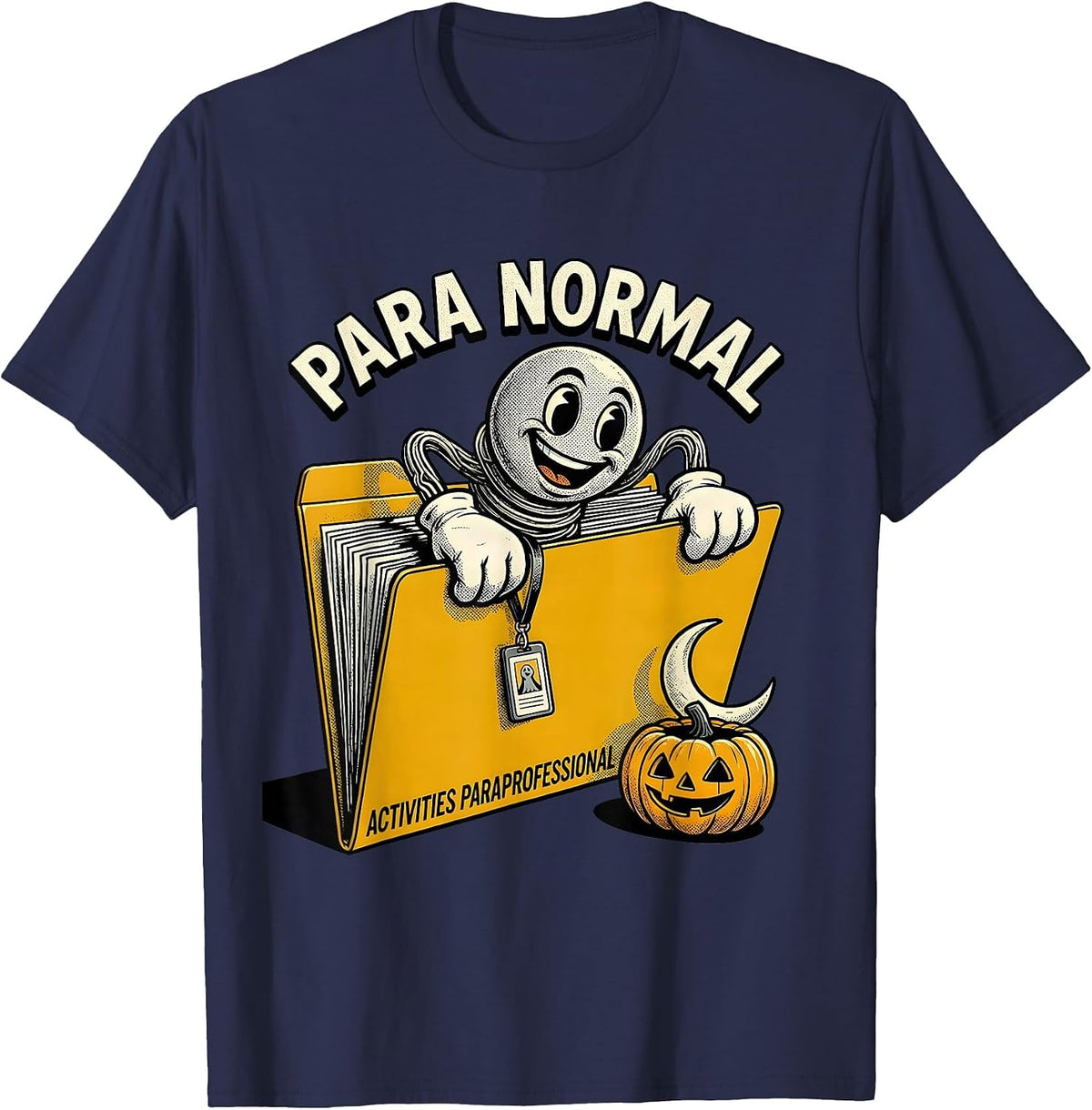Men's Para Normal Activities Paraprofessional Halloween T-Shirt - Navy Blue