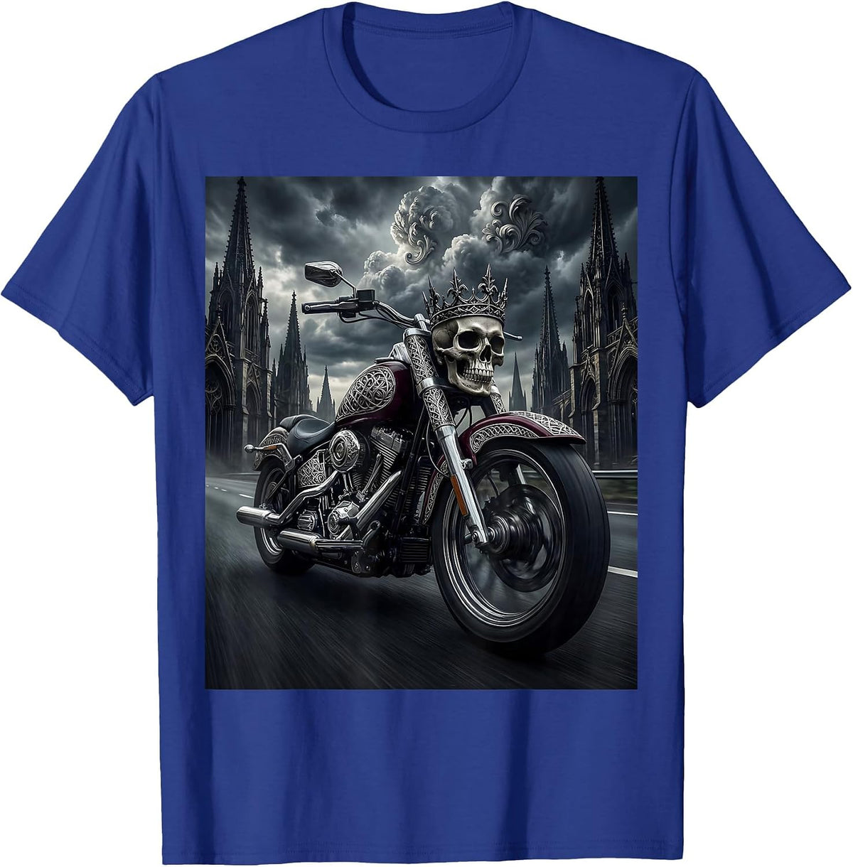 Freedom Rider Motorcycle Highway Graphic Tee T-Shirt - Royal Blue
