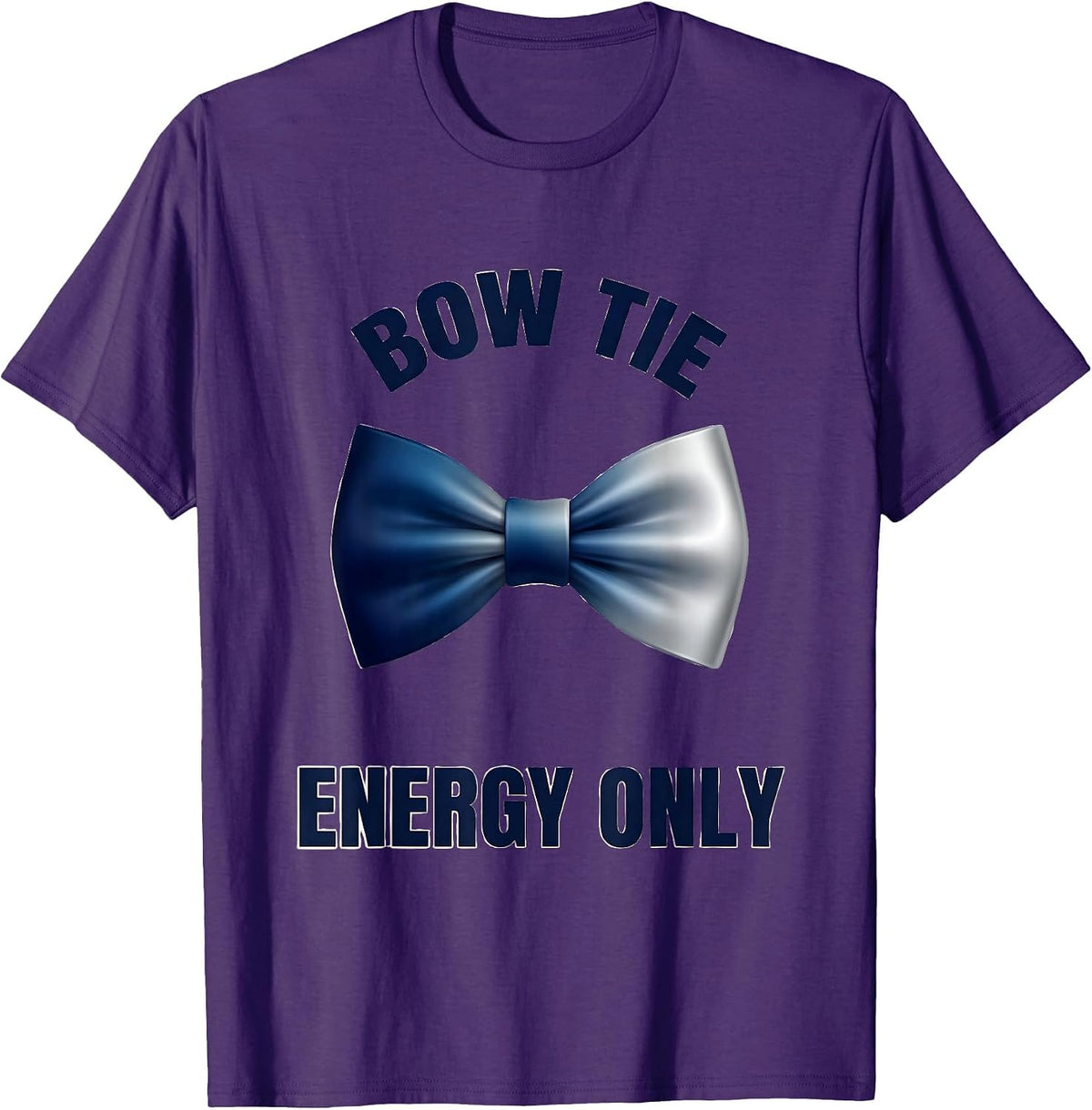 Bow Tie Energy Only Tuxedo Graphic Design T-Shirt - Purple
