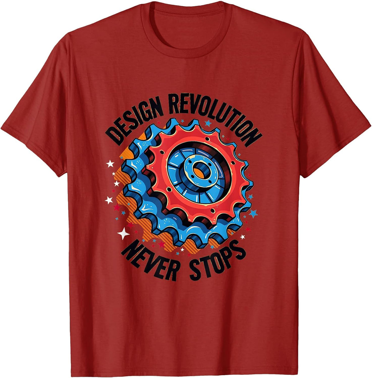 Design Revolution Never Stops Graphic T-Shirt - Cranberry Red