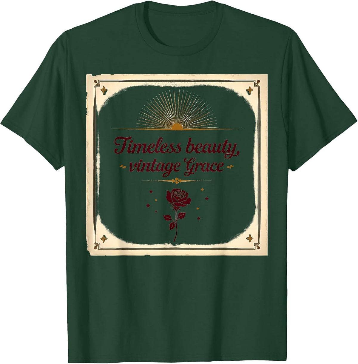 Vintage 1975 Timeless Beauty Grace Design T-Shirt - Dark Green