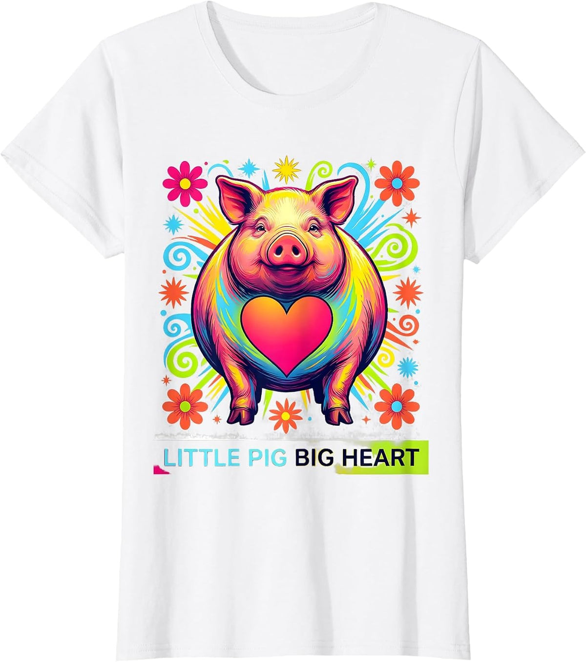 Little Pig Big Heart Cute Pig Lover Design T-Shirt - White