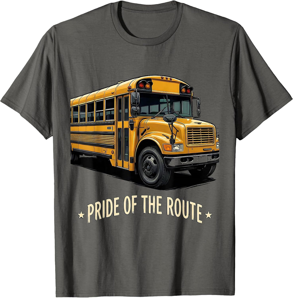 Pride Of The Route Funny School Bus Driver Appreciation Gift T-Shirt - Asphalt Grey