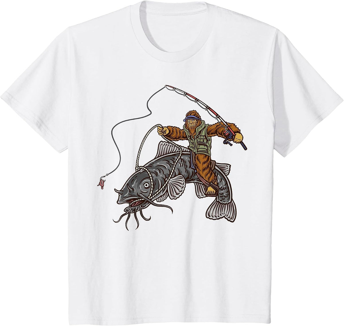 Catfishing Bigfoot Hunting Catfishermen T-Shirt - White