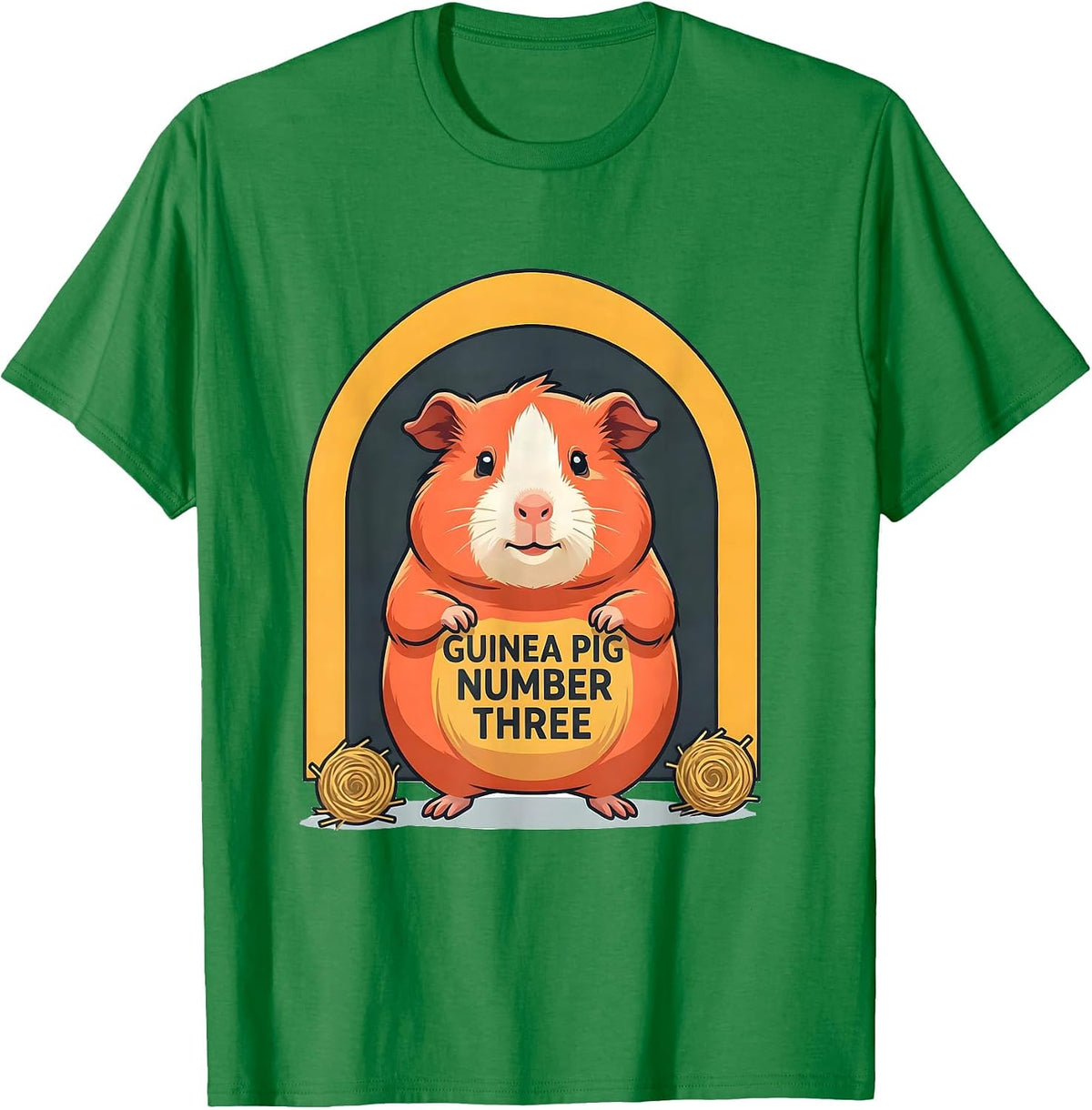 Men's Guinea Pig Number Three Flat Vector Pet Lover Humor T-Shirt - Kelly Green