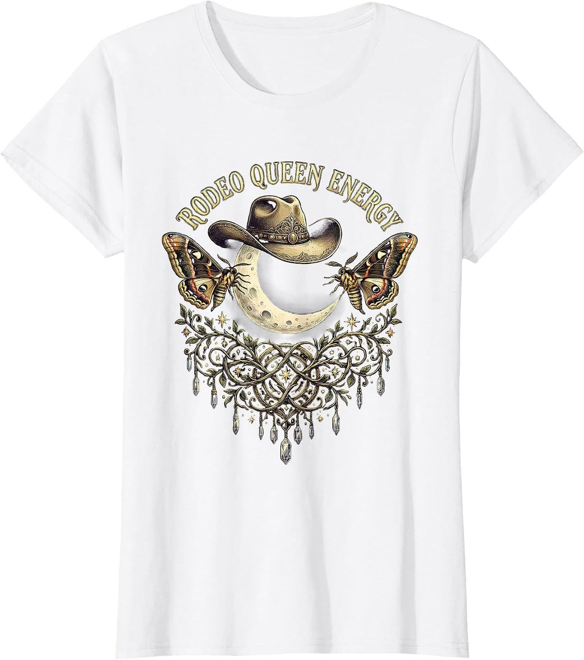 Rodeo Queen Energy Cowgirl Design T-Shirt - White