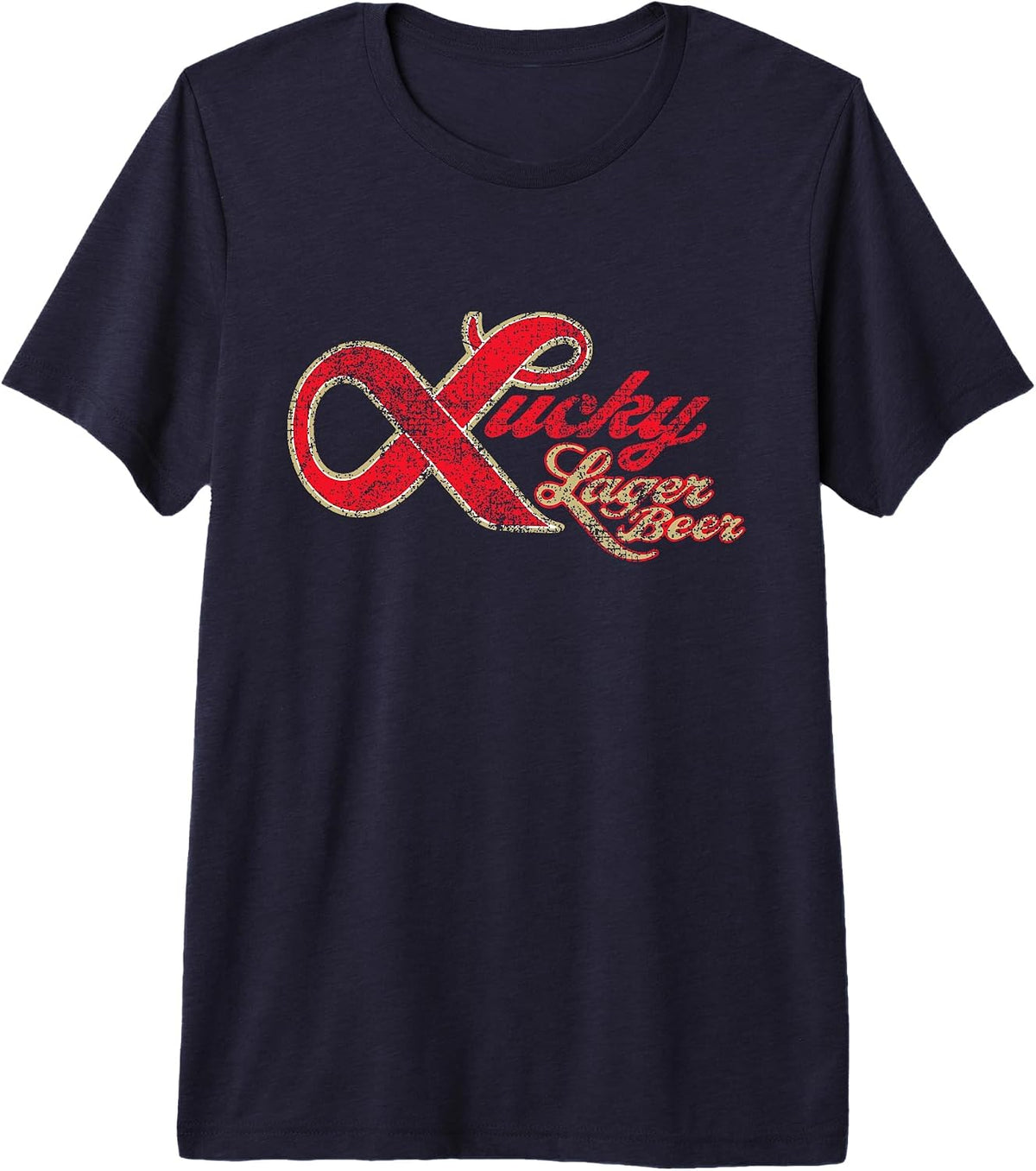 Lucky Lager Beer Vintage Style - Logo Premium Tri-Blend T-Shirt - Navy Blue