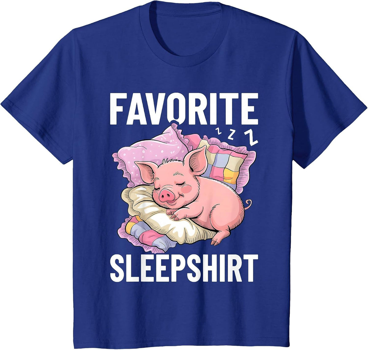 Favorite Sleep, Napping Pig, Piglet & Piggy Pajama T-Shirt - Royal Blue