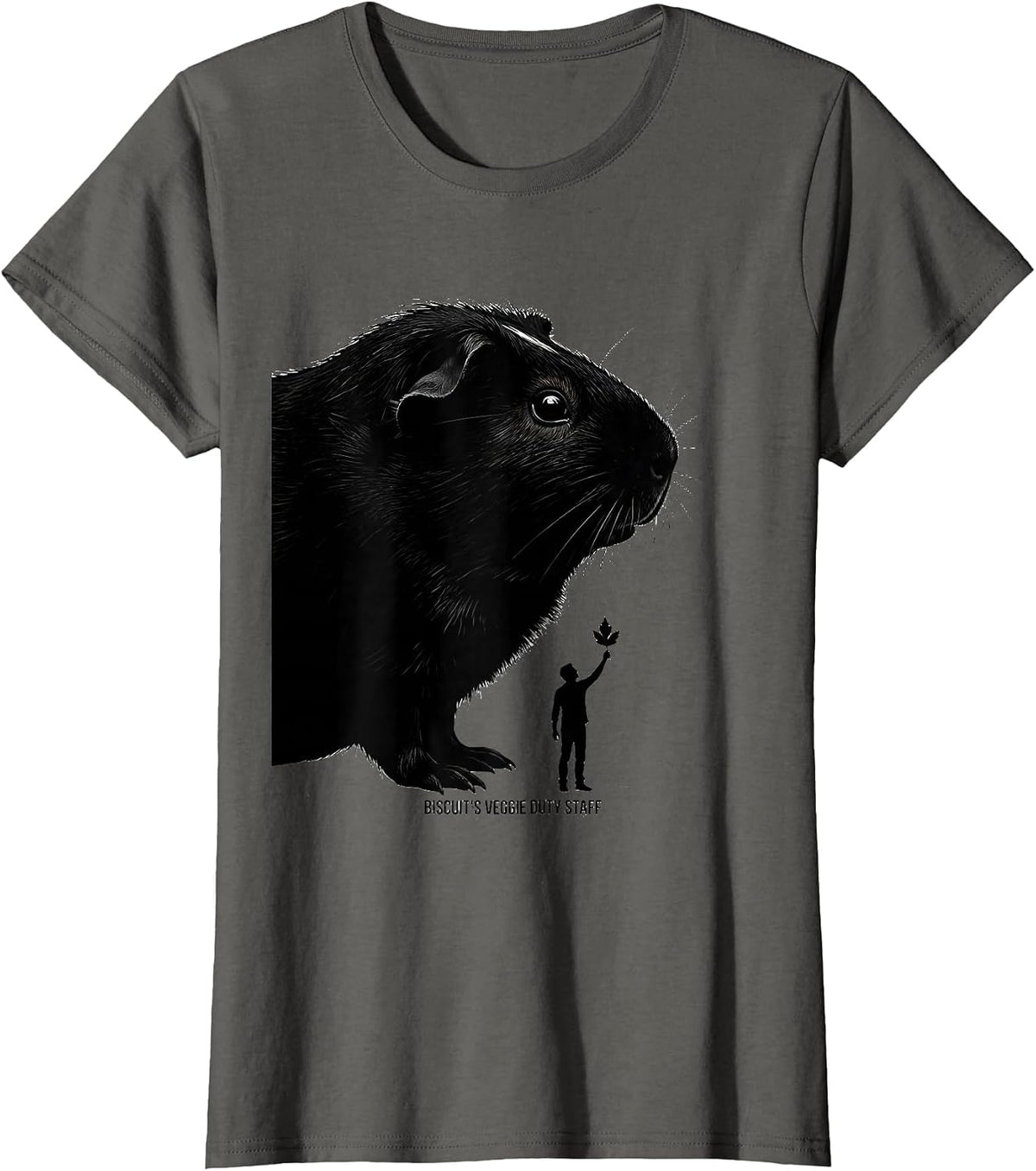Women's Biscuit's Veggie Duty Staff Funny Guinea Pig Pet Lover Gift T-Shirt - Asphalt Grey